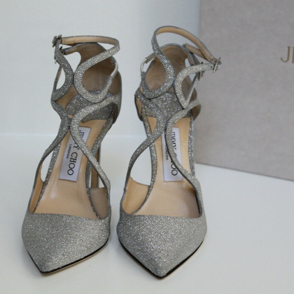 Jimmy Choo Lancer size 8.5 Silver glitter